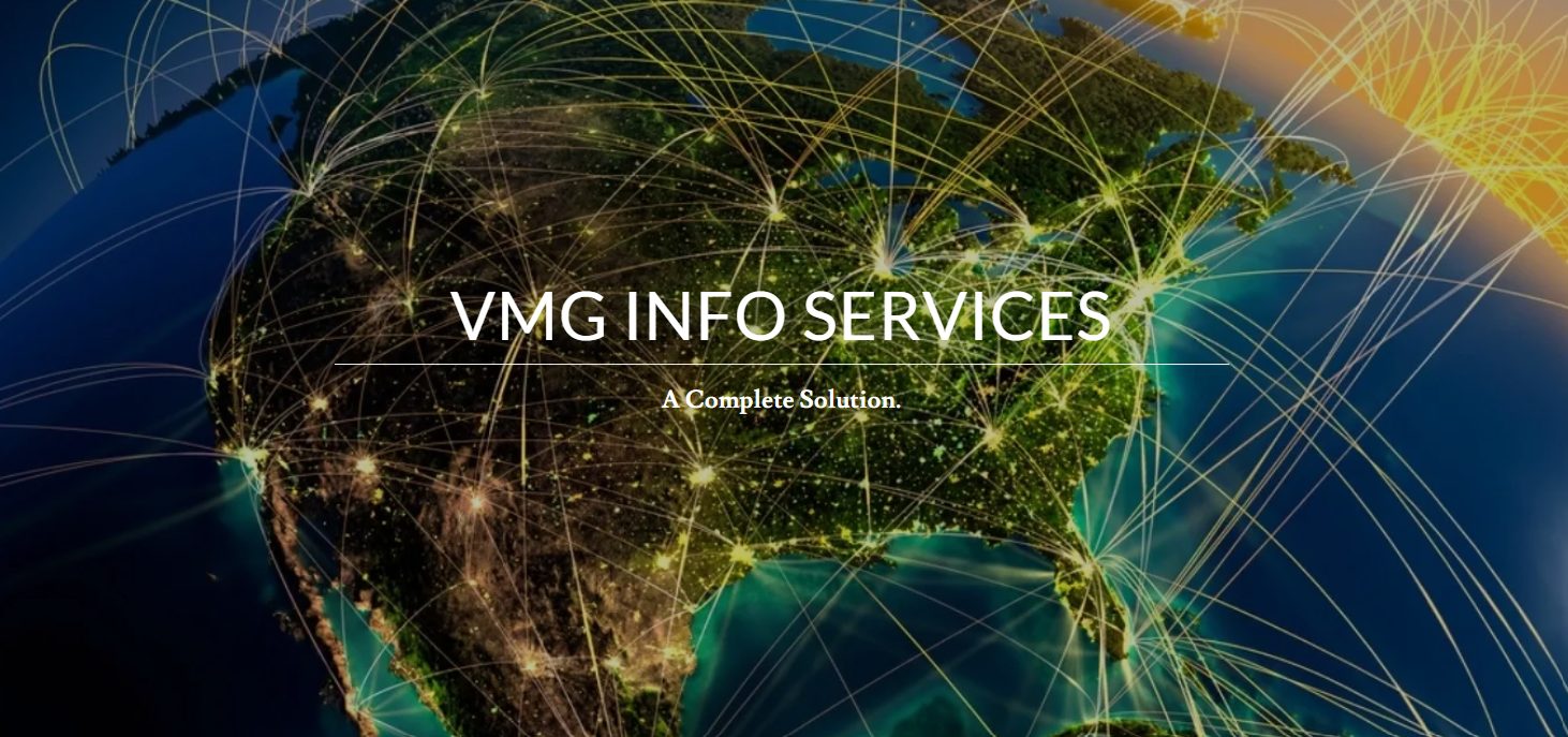 VMG Info Services — A Complete Solution, over a globe of connected networks